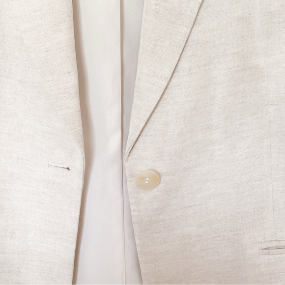 H&M Linen Blend Blazer- Neutral Lightweight Casual Workwear - Picture 7 of 9